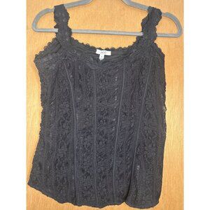 Cache Black Lace Tank Top Small Y2K Whimsigoth Grunge Dark Fairy festival VTG